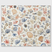 Rustieke Kust - Zeeschelpen, Zeesterren, Rif (12) Cadeaupapier (Vlak)