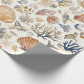 Rustieke Kust - Zeeschelpen, Zeesterren, Rif (12) Cadeaupapier (Hoek)