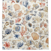 Rustieke Kust - Zeeschelpen, Zeesterren, Rif (12) Douchegordijn (Voorkant)