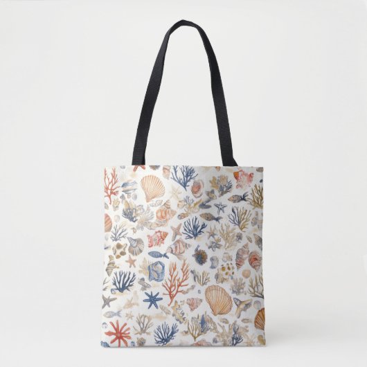 Rustieke Kust - Zeeschelpen, Zeesterren, Rif (12) Tote Bag (Voorkant)