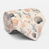 Rustieke Kust - Zeeschelpen, Zeesterren, Rif (13) Stropdas (Opgerold)