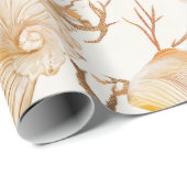Rustieke Kust - Zeeschelpen, Zeesterren, Rif (14) Cadeaupapier (Rol Hoek)
