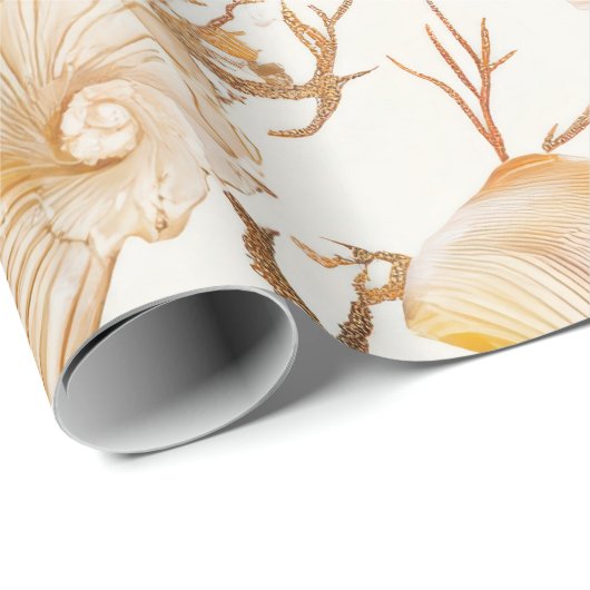 Rustieke Kust - Zeeschelpen, Zeesterren, Rif (14) Cadeaupapier (Rol Hoek)