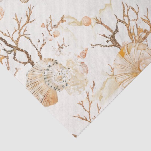 Rustieke Kust - Zeeschelpen, Zeesterren, Rif (14) Tissuepapier (Detail)