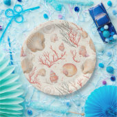 Rustieke Kust - Zeeschelpen, Zeesterren, Rif (16) Papieren Bordje (Feest)