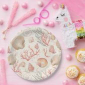 Rustieke Kust - Zeeschelpen, Zeesterren, Rif (16) Papieren Bordje (Feest)