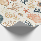 Rustieke Kust - Zeeschelpen, Zeesterren, Rif (24) Cadeaupapier (Hoek)