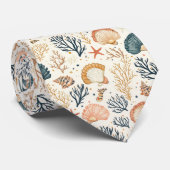 Rustieke Kust - Zeeschelpen, Zeesterren, Rif (24) Stropdas (Opgerold)