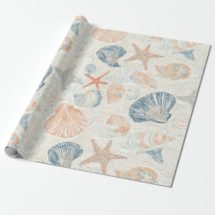 Rustieke Kust - Zeeschelpen, Zeesterren, Rif (25) Cadeaupapier