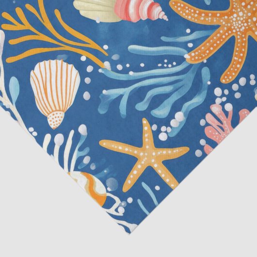 Rustieke Kust - Zeeschelpen, Zeesterren, Rif (26) Tissuepapier (Detail)
