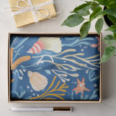 Rustieke Kust - Zeeschelpen, Zeesterren, Rif (26) Tissuepapier (Geschenk)