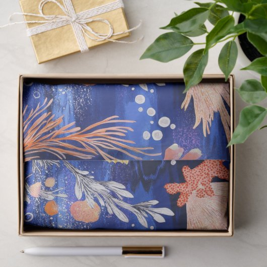 Rustieke Kust - Zeeschelpen, Zeesterren, Rif (27) Tissuepapier (Geschenk)