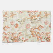 Rustieke Kust - Zeeschelpen, Zeesterren, Rif (2) Theedoek (Horizontaal)