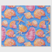 Rustieke Kust - Zeeschelpen, Zeesterren, Rif (30) Cadeaupapier (Vlak)