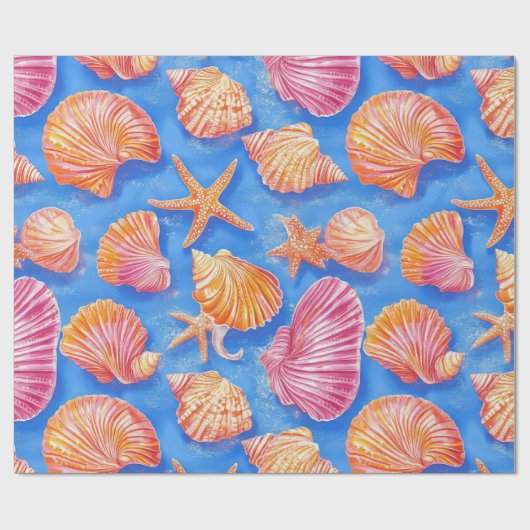Rustieke Kust - Zeeschelpen, Zeesterren, Rif (30) Cadeaupapier (Vlak)