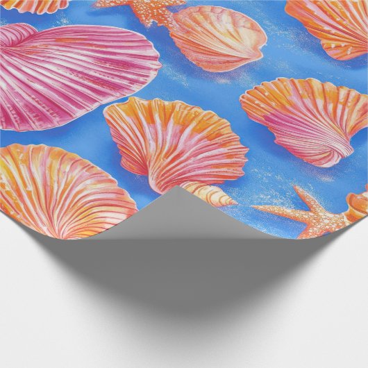 Rustieke Kust - Zeeschelpen, Zeesterren, Rif (30) Cadeaupapier (Hoek)