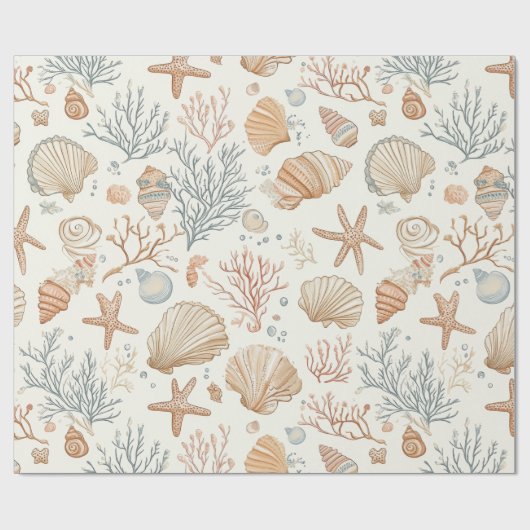 Rustieke Kust - Zeeschelpen, Zeesterren, Rif (32) Cadeaupapier (Vlak)