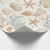 Rustieke Kust - Zeeschelpen, Zeesterren, Rif (32) Cadeaupapier (Hoek)
