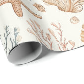 Rustieke Kust - Zeeschelpen, Zeesterren, Rif (32) Cadeaupapier (Rol Hoek)