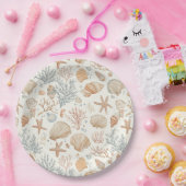 Rustieke Kust - Zeeschelpen, Zeesterren, Rif (32) Papieren Bordje (Feest)