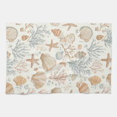Rustieke Kust - Zeeschelpen, Zeesterren, Rif (32) Theedoek (Horizontaal)