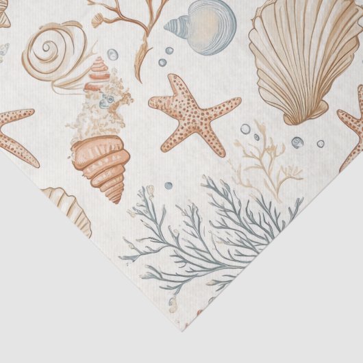 Rustieke Kust - Zeeschelpen, Zeesterren, Rif (32) Tissuepapier (Detail)