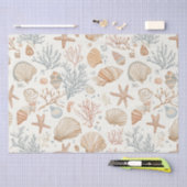 Rustieke Kust - Zeeschelpen, Zeesterren, Rif (32) Tissuepapier (Craft)