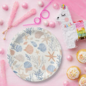 Rustieke Kust - Zeeschelpen, Zeesterren, Rif (34) Papieren Bordje (Feest)