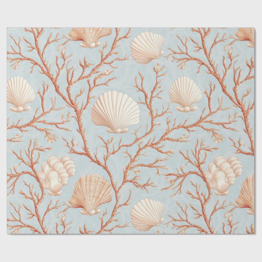 Rustieke Kust - Zeeschelpen, Zeesterren, Rif (36) Cadeaupapier (Vlak)