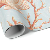 Rustieke Kust - Zeeschelpen, Zeesterren, Rif (36) Cadeaupapier (Rol Hoek)