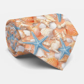 Rustieke Kust - Zeeschelpen, Zeesterren, Rif (4) Stropdas (Opgerold)