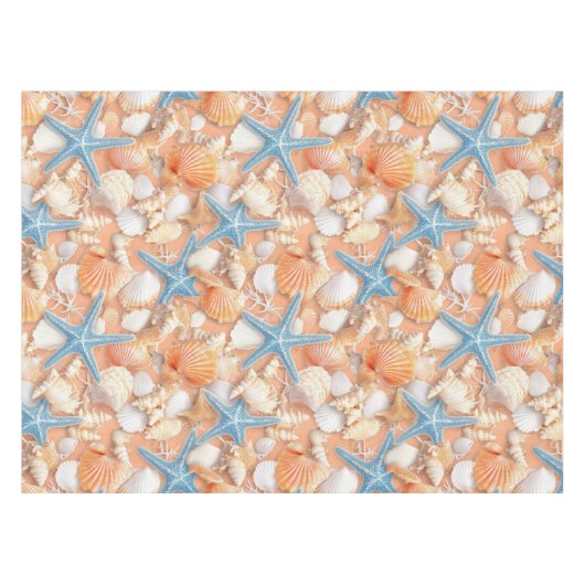 Rustieke Kust - Zeeschelpen, Zeesterren, Rif (4) Tafelkleed (Voorkant (Horizontaal))