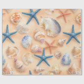 Rustieke Kust - Zeeschelpen, Zeesterren, Rif (6) Cadeaupapier (Vlak)