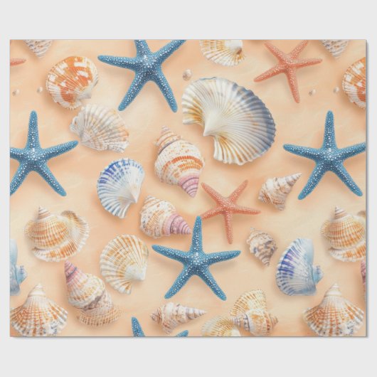 Rustieke Kust - Zeeschelpen, Zeesterren, Rif (6) Cadeaupapier (Vlak)