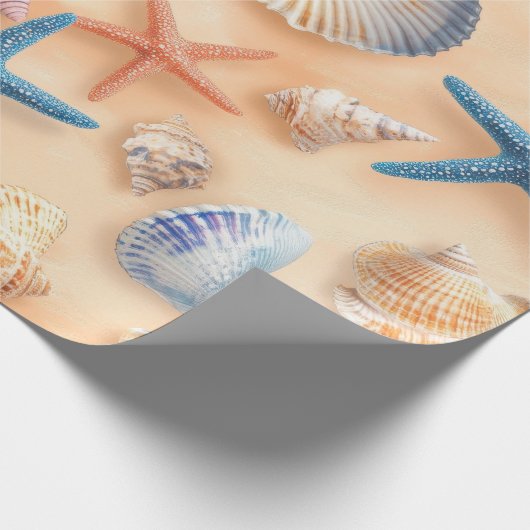 Rustieke Kust - Zeeschelpen, Zeesterren, Rif (6) Cadeaupapier (Hoek)
