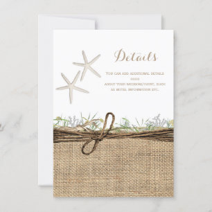 Rustieke Kust Zeester Jute Huwelijksdetails Kaart