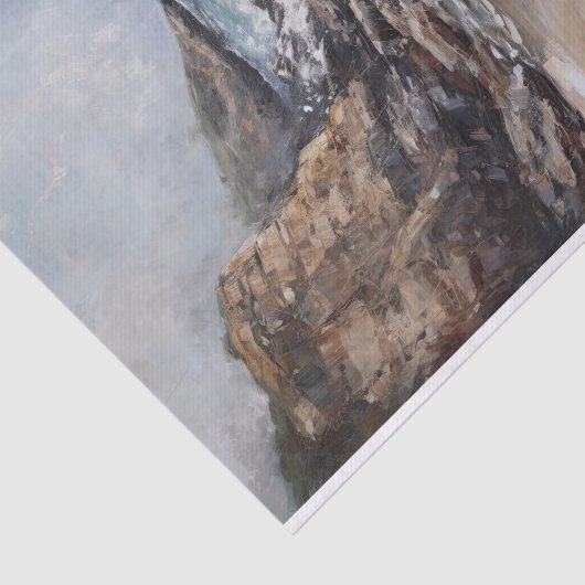 Rustieke Kustkliffen Landschapsschilderij Decoupag Tissuepapier (Detail)