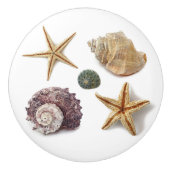 Rustieke kuststrand chique zeeschelp zeesterren keramische knop (Voorkant)