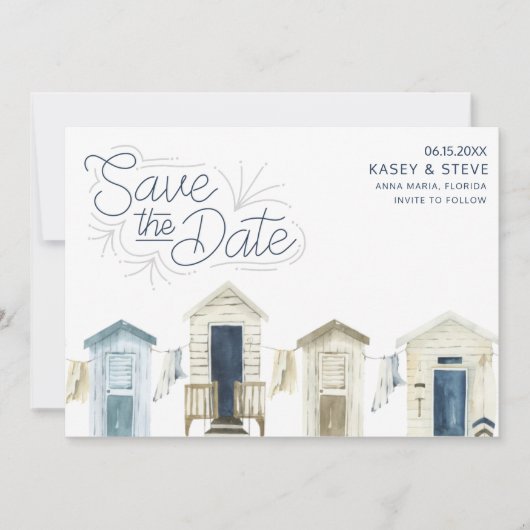 Rustieke Kuststrand trouwfoto Save the Date (Voorkant)