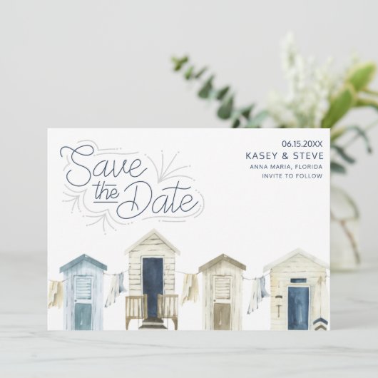 Rustieke Kuststrand trouwfoto Save the Date (Staand voorkant)