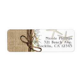 Rustieke Kuststrand Zeester Jute & Groene Tinten Etiket