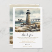 Rustieke kustvuurtoren aan zee strand dank u kaart (Voorkant / Achterkant)