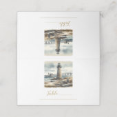 Rustieke kustvuurtoren aan zee strandtafel plaatskaartje (Buitenkant ongevouwen)