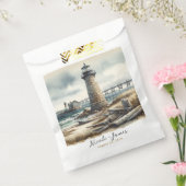 Rustieke kustvuurtoren badstrand bruiloft bedankzakje (Gezegeld)