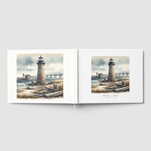Rustieke kustvuurtoren badstrand bruiloft gastenboek (Volledig)