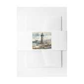 Rustieke kustvuurtoren badstrand bruiloft uitnodigingen wikkel (Voorkant Voorbeeld)