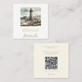 Rustieke kustvuurtoren badstrand bruiloft vierkante visitekaartje (Voorkant / Achterkant)