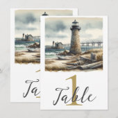 Rustieke Kustvuurtoren Zeezijde Strand Tafel Kaart (Voorkant / Achterkant)