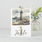 Rustieke Kustvuurtoren Zeezijde Strand Tafel Kaart (Staand voorkant)