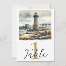 Rustieke Kustvuurtoren Zeezijde Strand Tafel Kaart